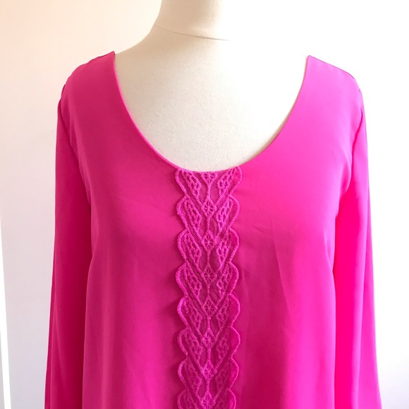 ASTR Bright Pink Lace Shift Dress Small New - Picture 3 of 12